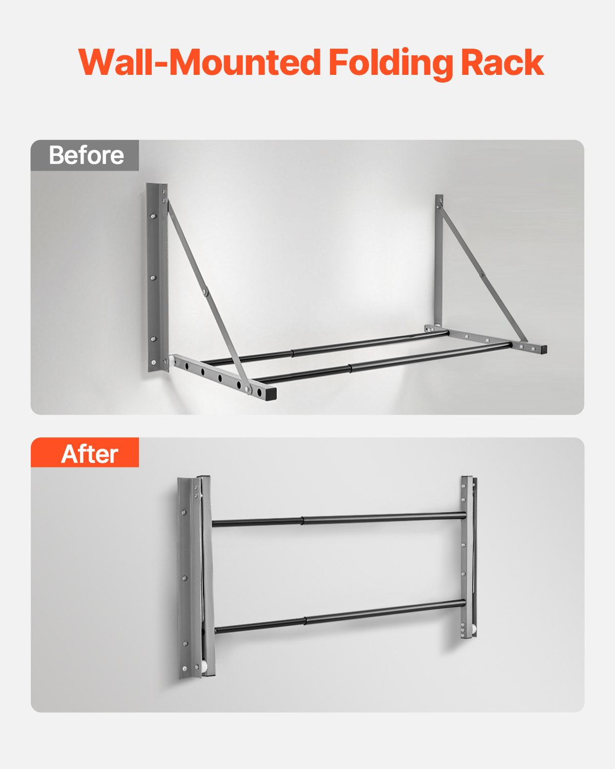 VEVOR Wall Mounted Folding Tire Rack 32"- 48" Adjustable Storage Rack for Garage