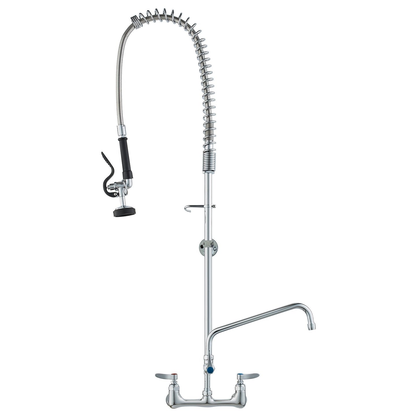 Commercial Wall Mount Kitchen Faucet with Pre-Rinse Sprayer, 1.2m Height