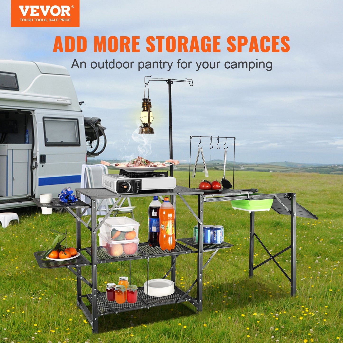 SKYSHALO Portable Camp Kitchen, Foldable Outdoor Cooking Station with Carrying Case,