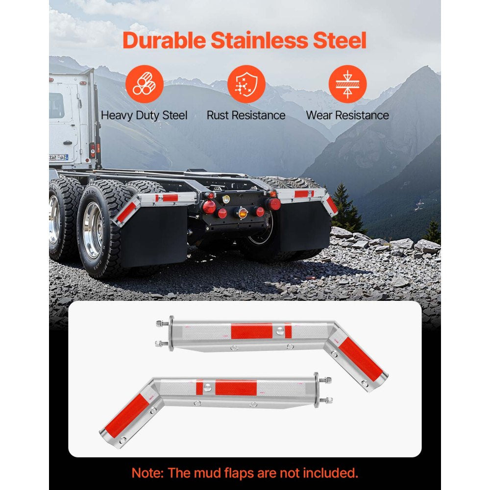 VEVOR Stainless Steel Angled Spring Loaded Mud Flap Hanger for Semi Truck 63.5mm