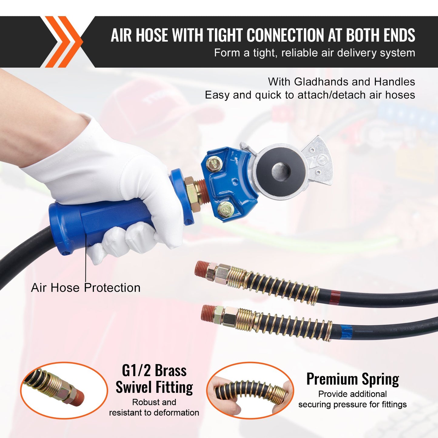 VEVOR 12FT Semi Truck Air Lines Kit with 2PCS Glad Hands, 3-in-1 Air Hoses & 7 Way