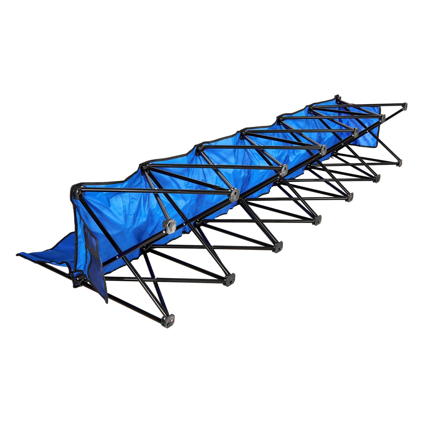 Portable Folding Bench, 6 Seat Foldable Soccer Bench with Side Pockets and Carrying Bag, Lightweight Sideline Seating with Back Rest for Football, Baseball, Camping, Outdoor Events, Blue