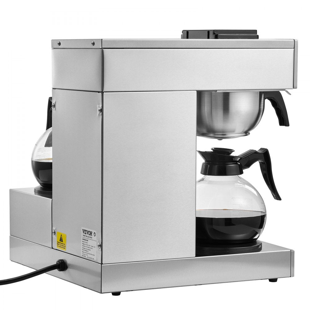 VEVOR 12 Cups Commercial Drip Coffee Maker with 3 Glass Carafes and 3 Warmers