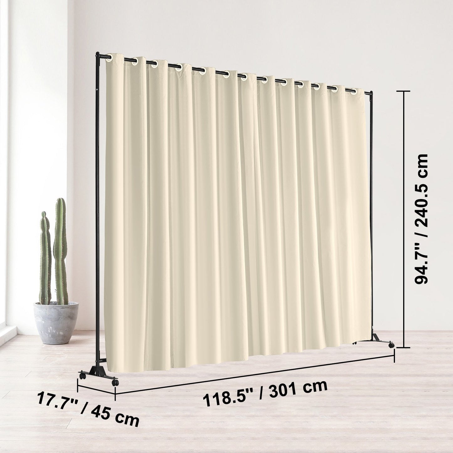 VEVOR Room Divider, 8 ft x 10 ft(96×120inch) Portable Panel Room Divider with Wheels