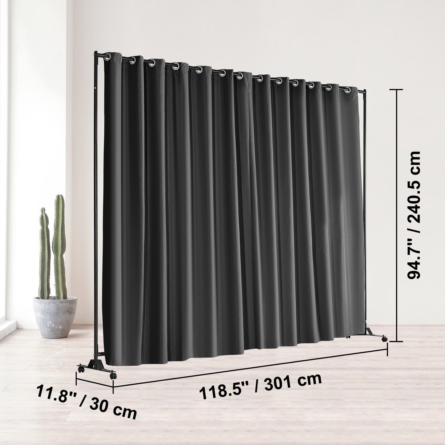 VEVOR Room Divider, 8 ft x 10 ft (96×120inch) Portable Panel Room Divider with Wheels