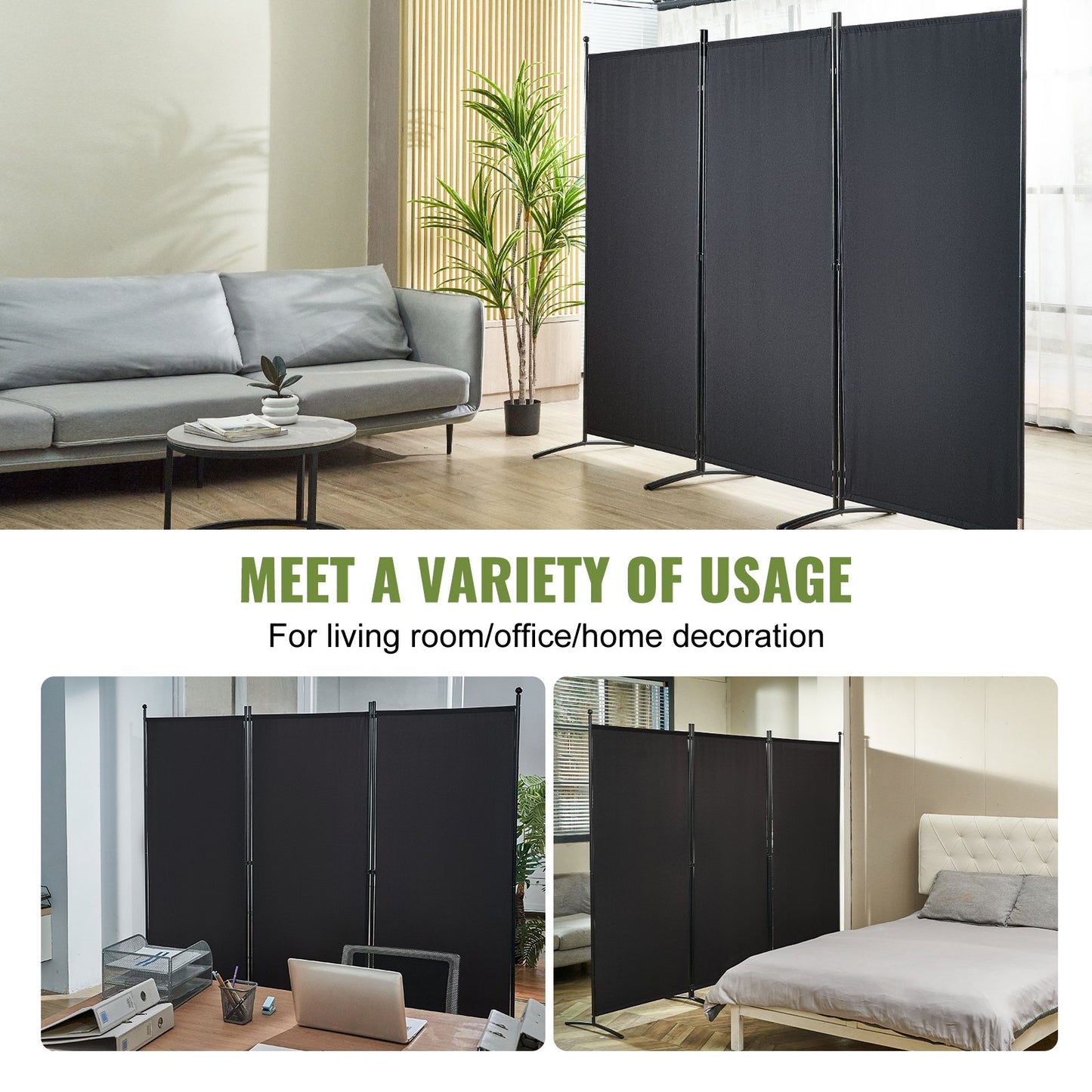VEVOR Room Divider, 102×71inch Room Dividers and Folding Privacy Screens (3-panel),