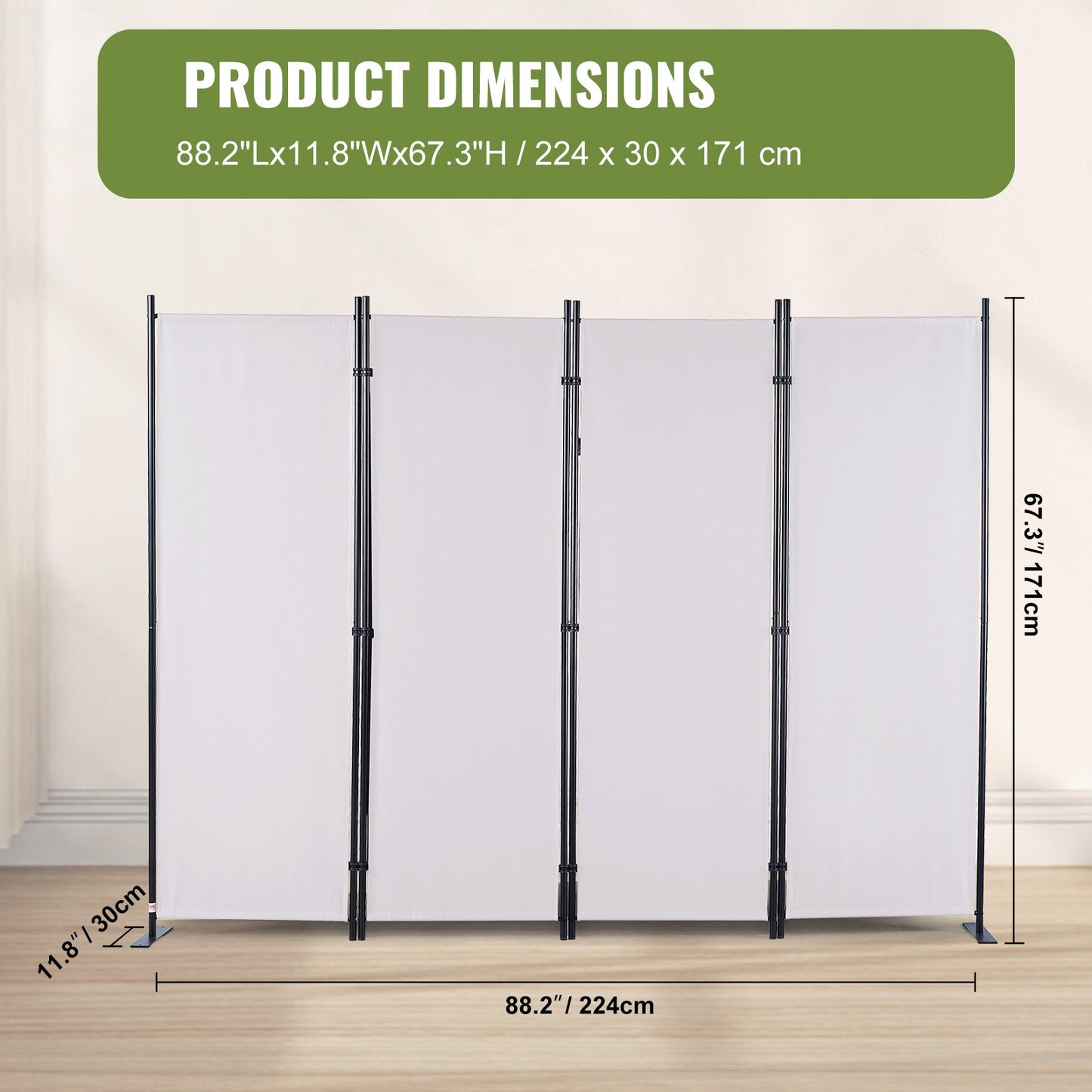 VEVOR Room Divider, 88×67.5inch Room Dividers and Folding Privacy Screens (4-panel),