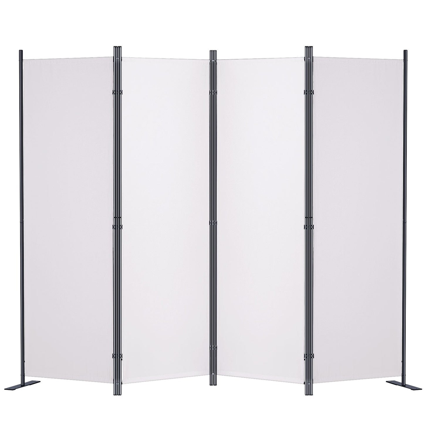 4-Panel Freestanding Room Divider, 2.24m x 1.71m, White Privacy Screen
