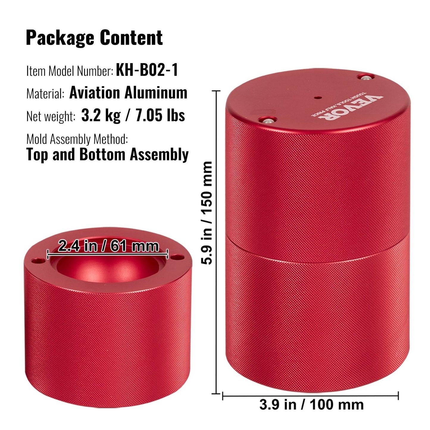 6cm Aluminum Ice Ball Press Kit with Tongs & Drip Tray for Cocktails, Red