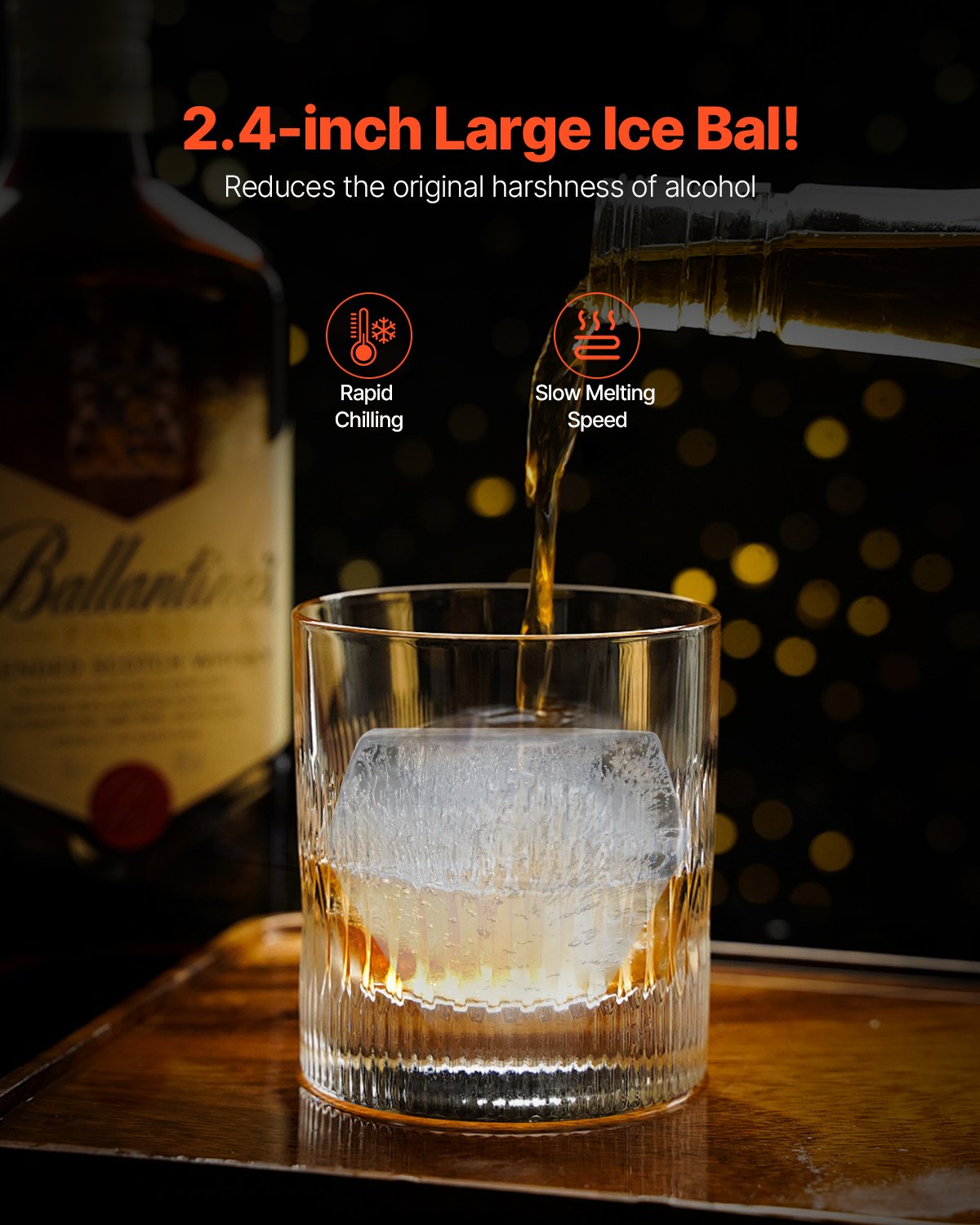 VEVOR Ice Diamond Press Ice Ball Maker 2.4" Diamond Ice Press Kit for Whiskey
