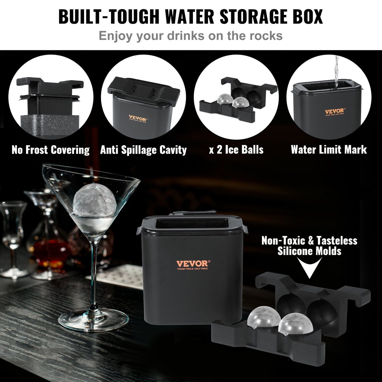 Crystal Clear 6 cm Ice Sphere Maker with Storage Bag and Clamp for Drinks