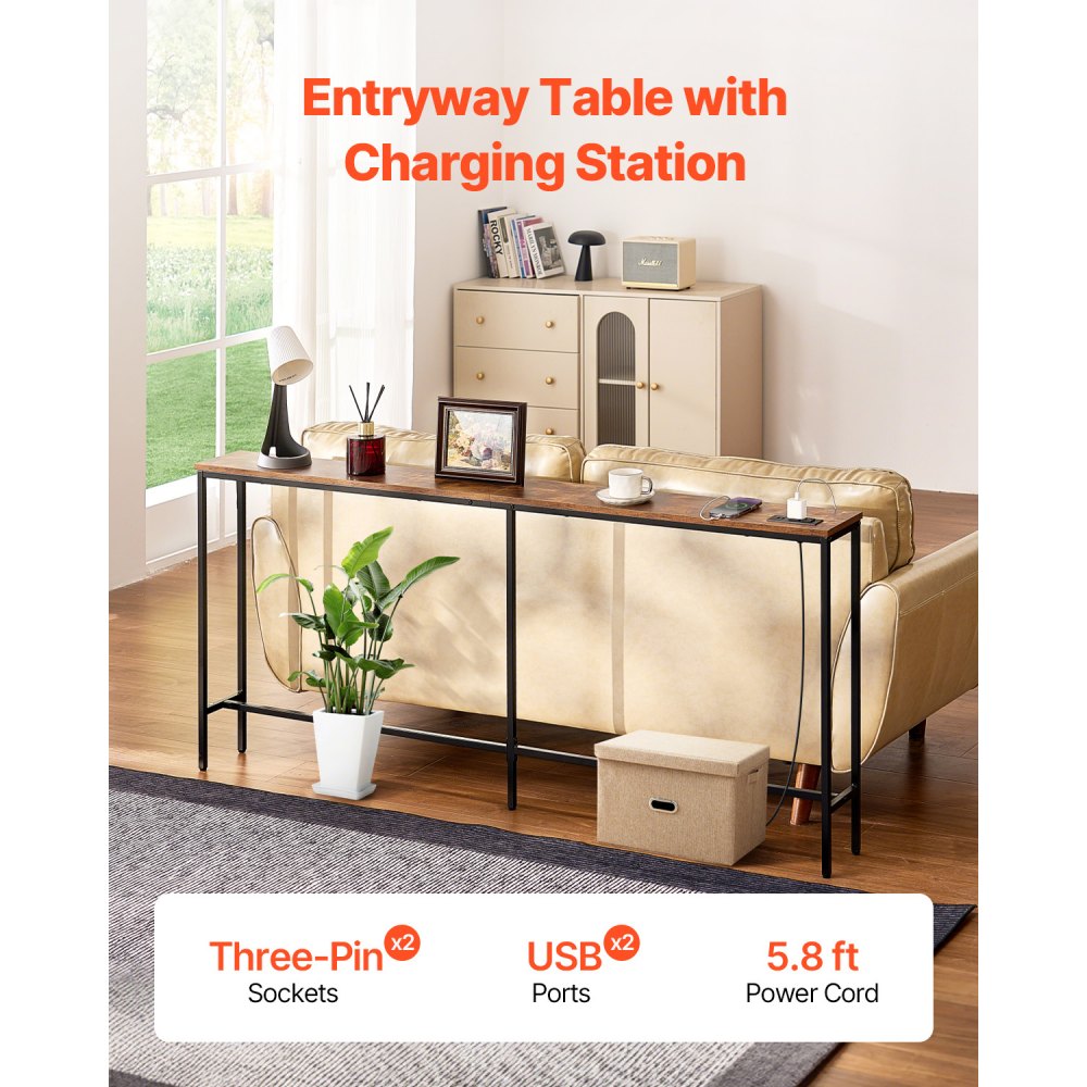 VEVOR Narrow Console Sofa Table Couch Table 180 cm for Entryway & Living Room