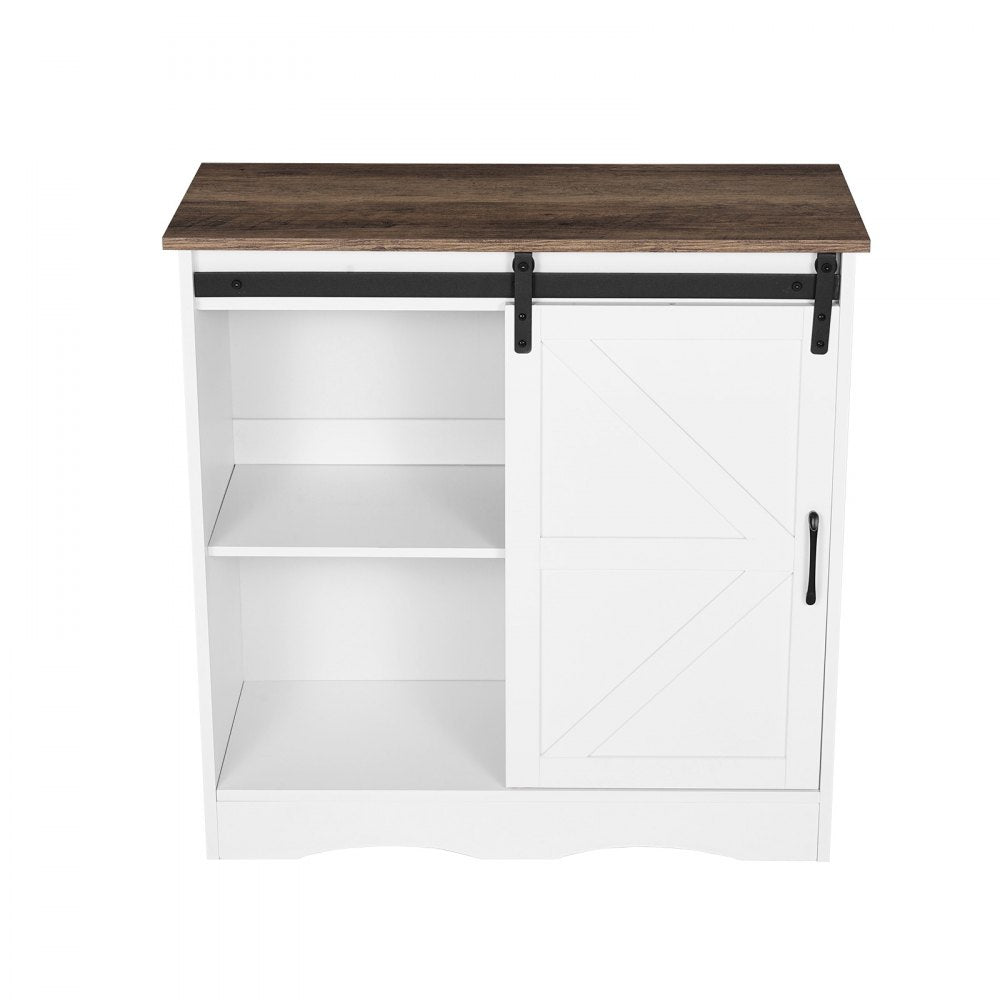 VEVOR Coffee Bar Cabinet 3-Tier Coffee Bar Table with Barn Doors Brown White