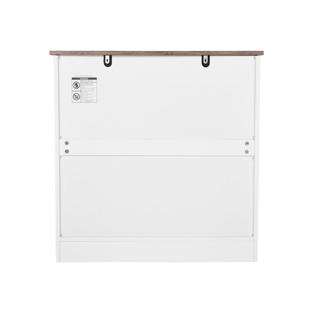 VEVOR Coffee Bar Cabinet 3-Tier Coffee Bar Table with Barn Doors Brown White