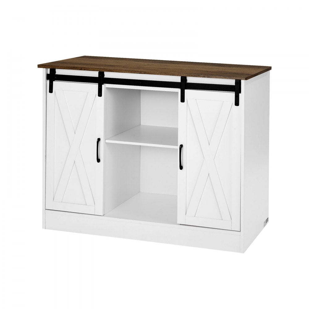 VEVOR Coffee Bar Cabinet 3-Tier Coffee Bar Table with Barn Doors for Living Room