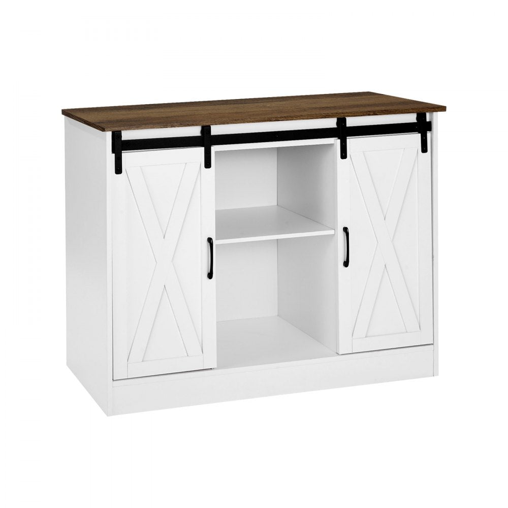 VEVOR Coffee Bar Cabinet 3-Tier Coffee Bar Table with Barn Doors for Living Room