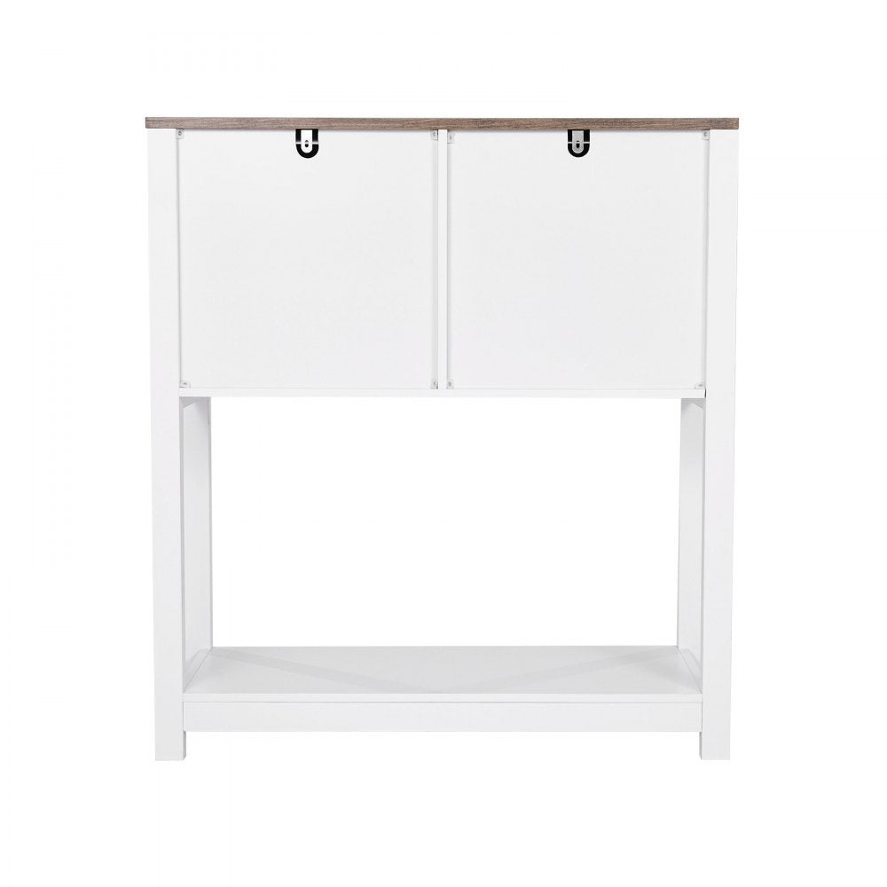 VEVOR Coffee Bar Cabinet 3-Tier Coffee Bar Table with Magnet Doors Brown White