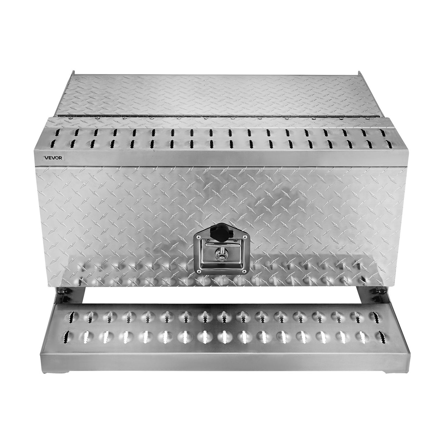 Semi-Truck Step Tool Box, 760 x 750 x 400 mm Heavy Duty Aluminum Diamond Plate Toolbox, Waterproof Cab Entry Step Storage Box with T-Handle Lock & Keys for Flatbed, Crane, and Semi Trucks