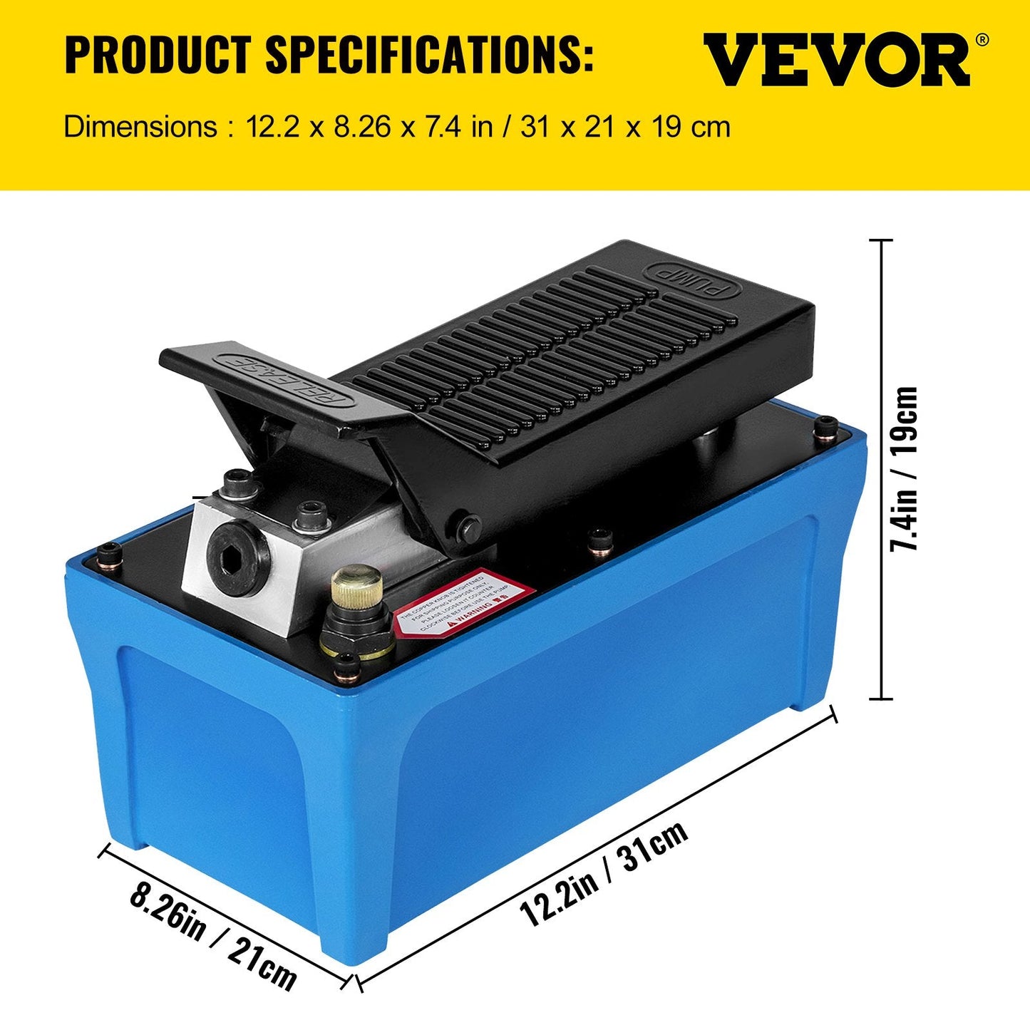 Air Hydraulic Pump with Foot Pedal, 10000 PSI, 1.6L Reservoir, 2m Hose