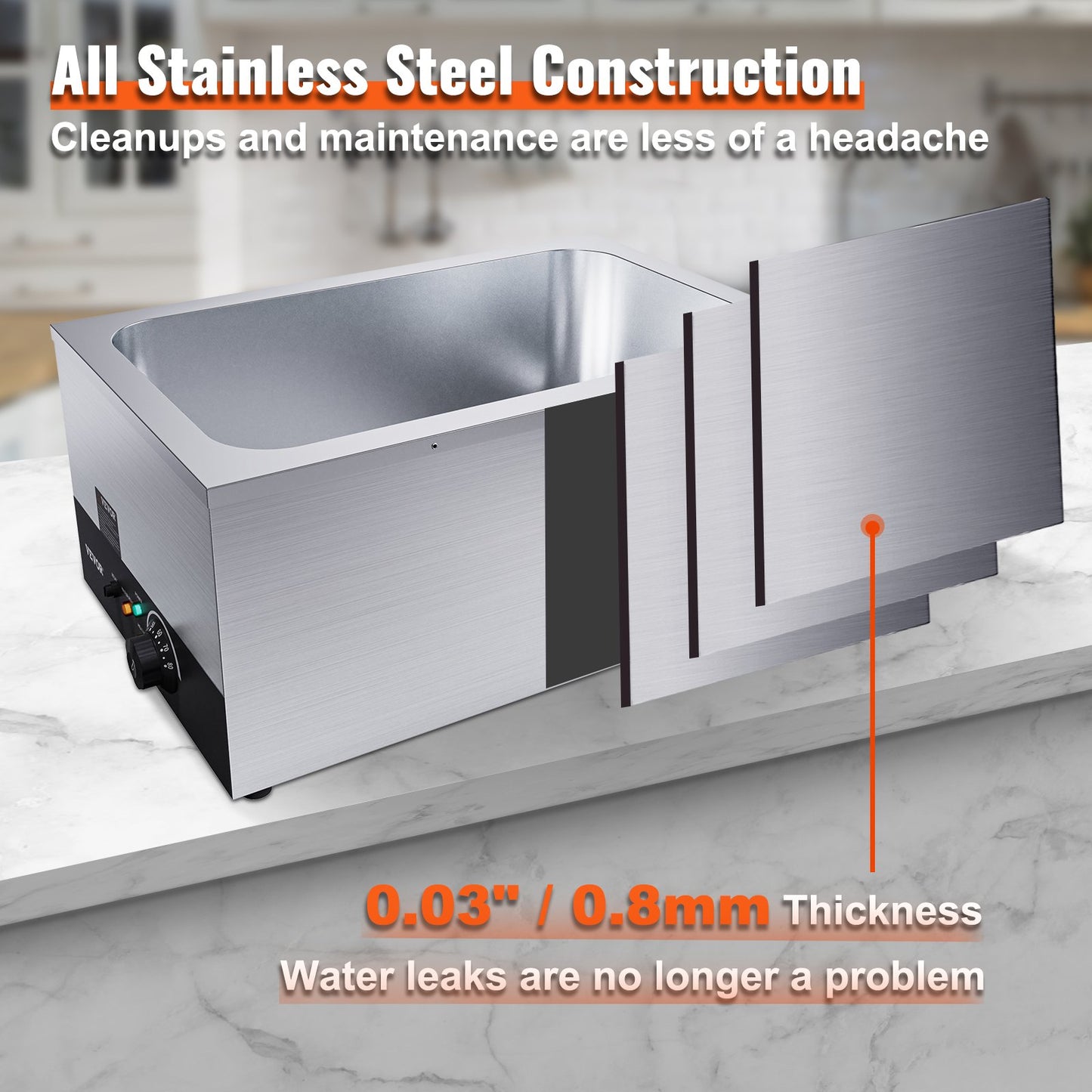 VEVOR Commercial Food Warmer 24Qt Food Warmer 86-185°F Commercial Food Warmer 1200W