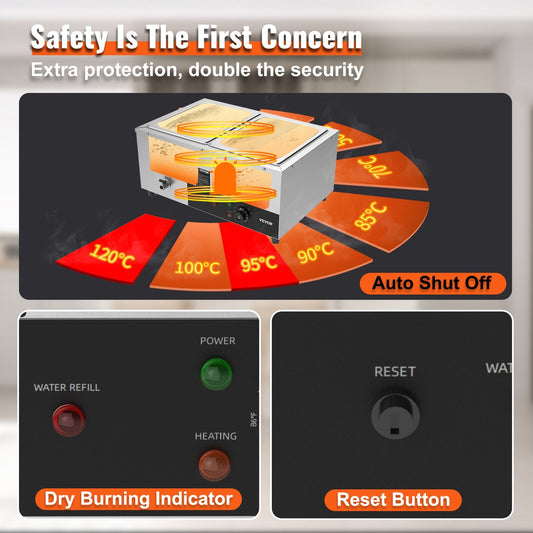 Electric Buffet Food Warmer with Dual 11.4L Pans and Drainage Faucet