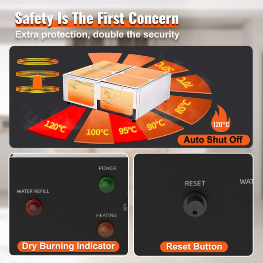 Electric Buffet Food Warmer with 4 Pans, 48 Qt Capacity, Stainless Steel