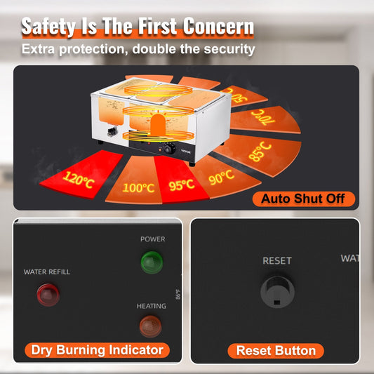 Commercial Electric Buffet Warmer with Three 8 Qt Pans, Stainless Steel