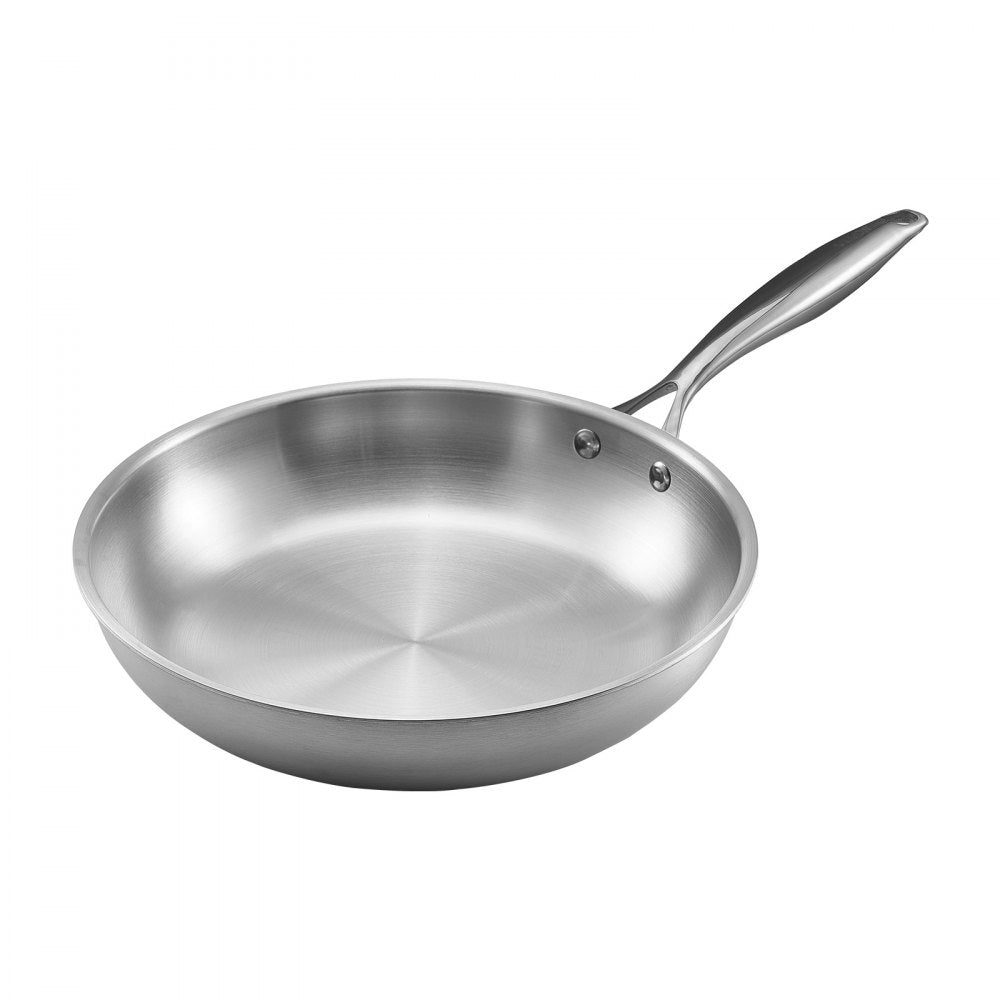 Triply Stainless Steel Frying Pan 3Pcs 240 280 320mm for Dishwasher Silver