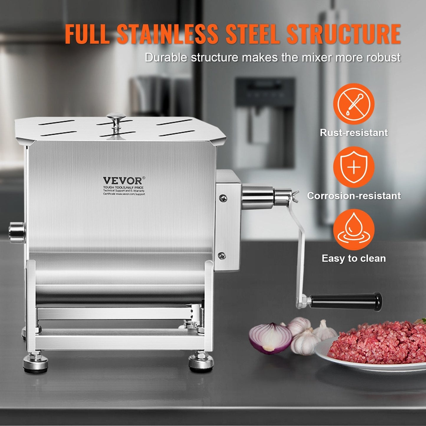 20L Stainless Steel Manual Meat and Sausage Mixer for Commercial Use