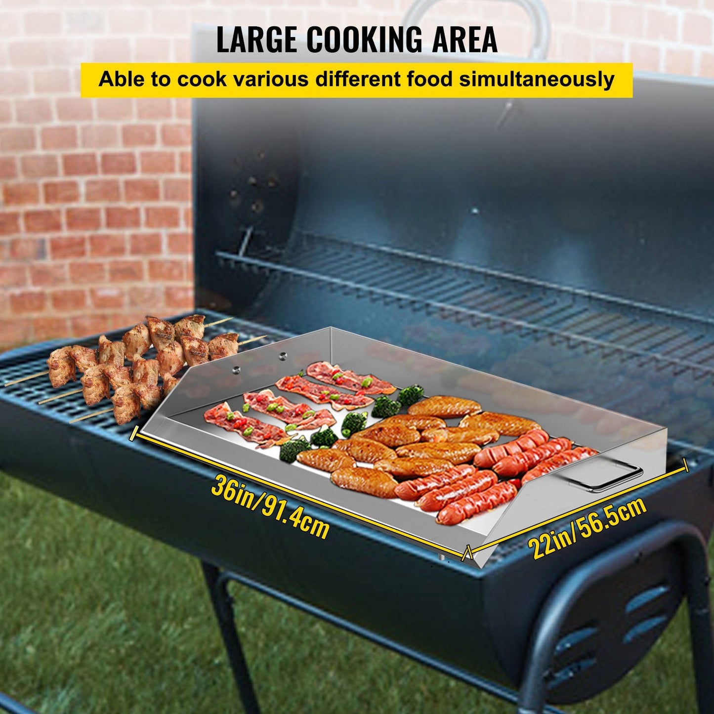 Stainless Steel 0.91m x 0.56m Outdoor Griddle Flat Top Grill with Triple Burner