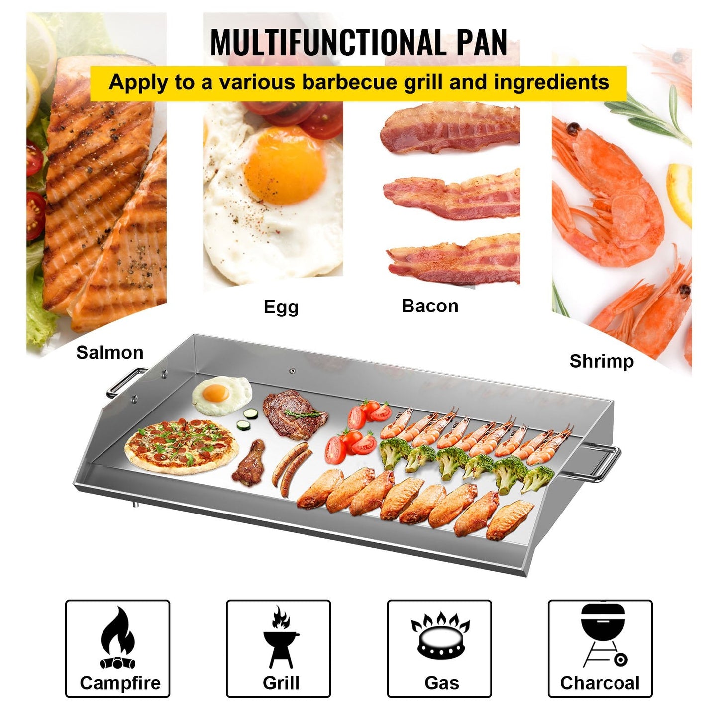 Stainless Steel 0.91m x 0.56m Outdoor Griddle Flat Top Grill with Triple Burner