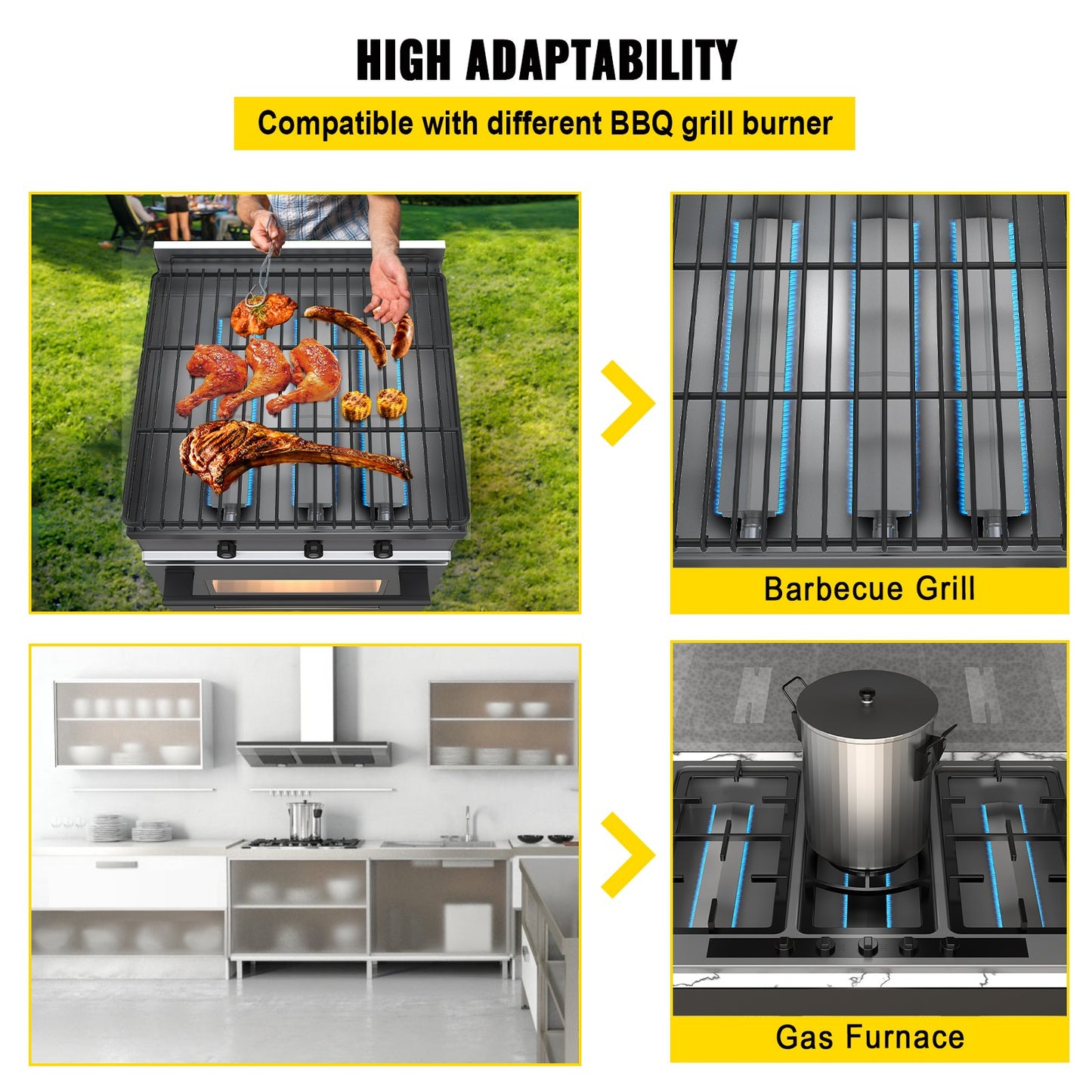 VEVOR Grill Burners BBQ Burner Replacement Stainless-Steel Gas BBQ Parts for Gas