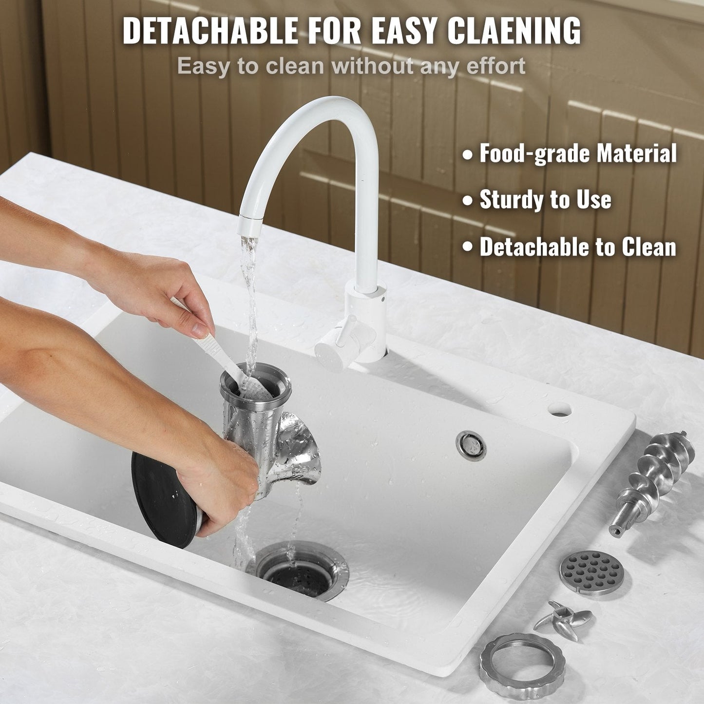 Stainless Steel Manual Meat Grinder with Suction Cup & Table Clamp, 3.7 kg