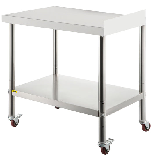 VEVOR Stainless Steel Prep Table, 24 x 15 x 35 Inch, 440lbs Load Capacity Heavy