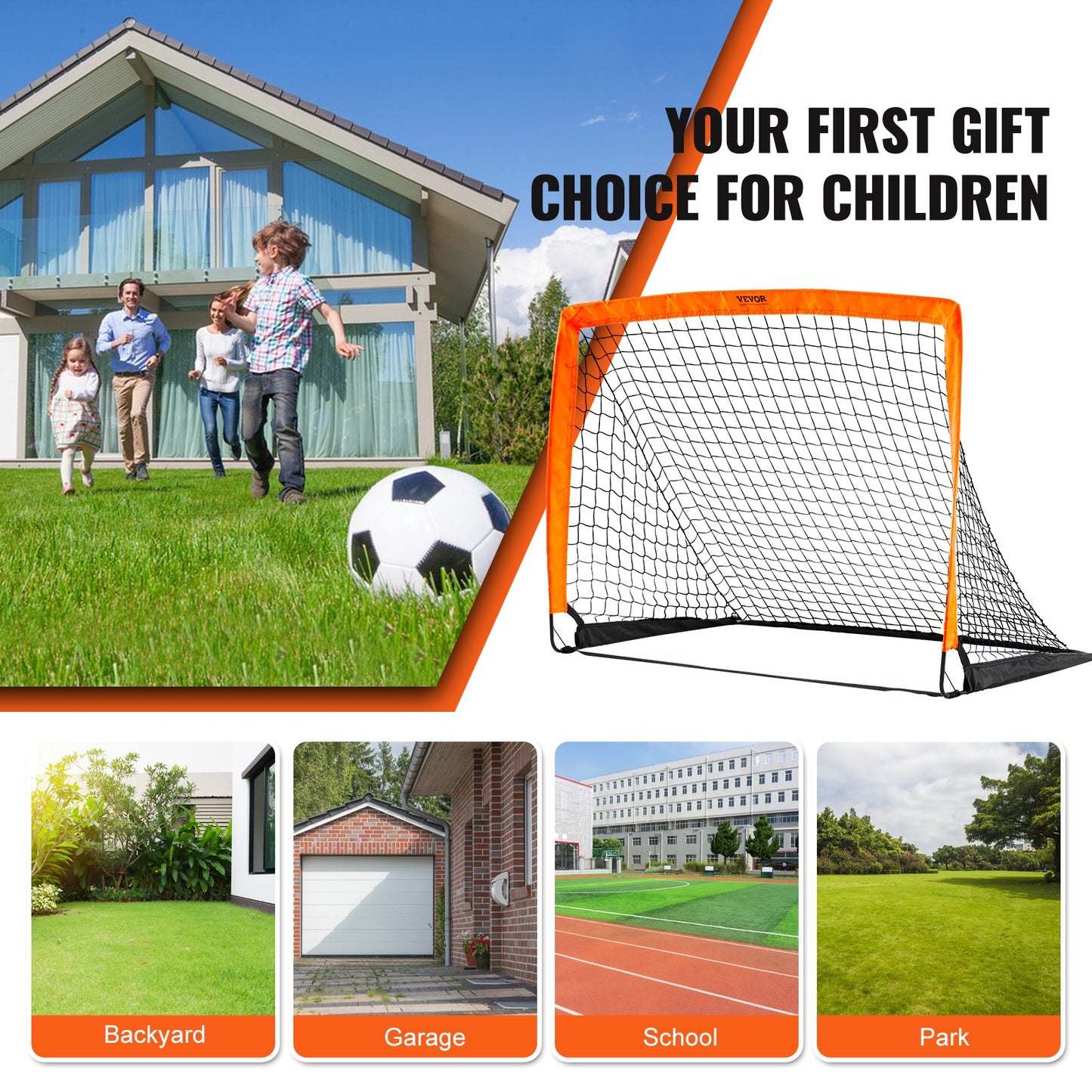 VEVOR Portable Soccer Goal, 1.2x0.9M Kids Backyard Soccer Net, Foldable Pop Up Practice