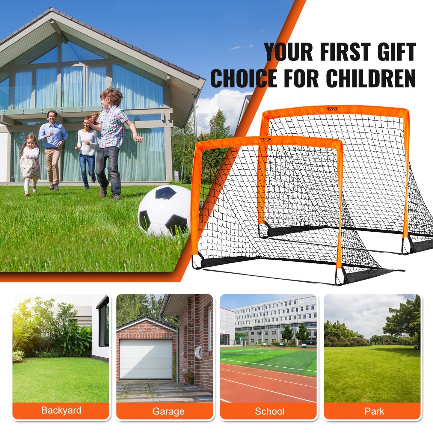 VEVOR Portable Soccer Goal, 1.2x0.9M Kids Backyard Soccer Net, Foldable Pop Up Practice