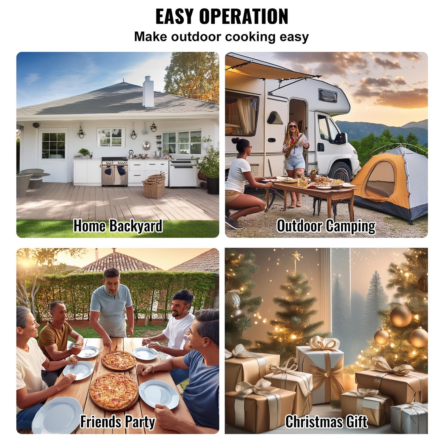 VEVOR Outdoor Pizza Oven, 12" Wood Fired Pizza Ovens, Pellet Pizza Stove with Thermometer,