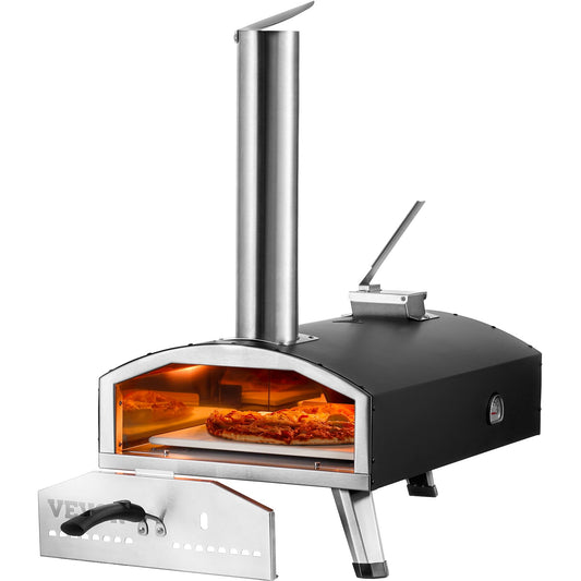 VEVOR Outdoor Pizza Oven, 12" Wood Fired Pizza Ovens, Pellet Pizza Stove with Thermometer,