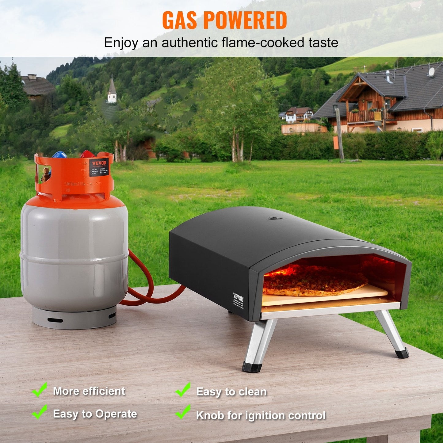 Portable Gas Outdoor Pizza Oven, 0.3m, with Foldable Legs and Waterproof Cover