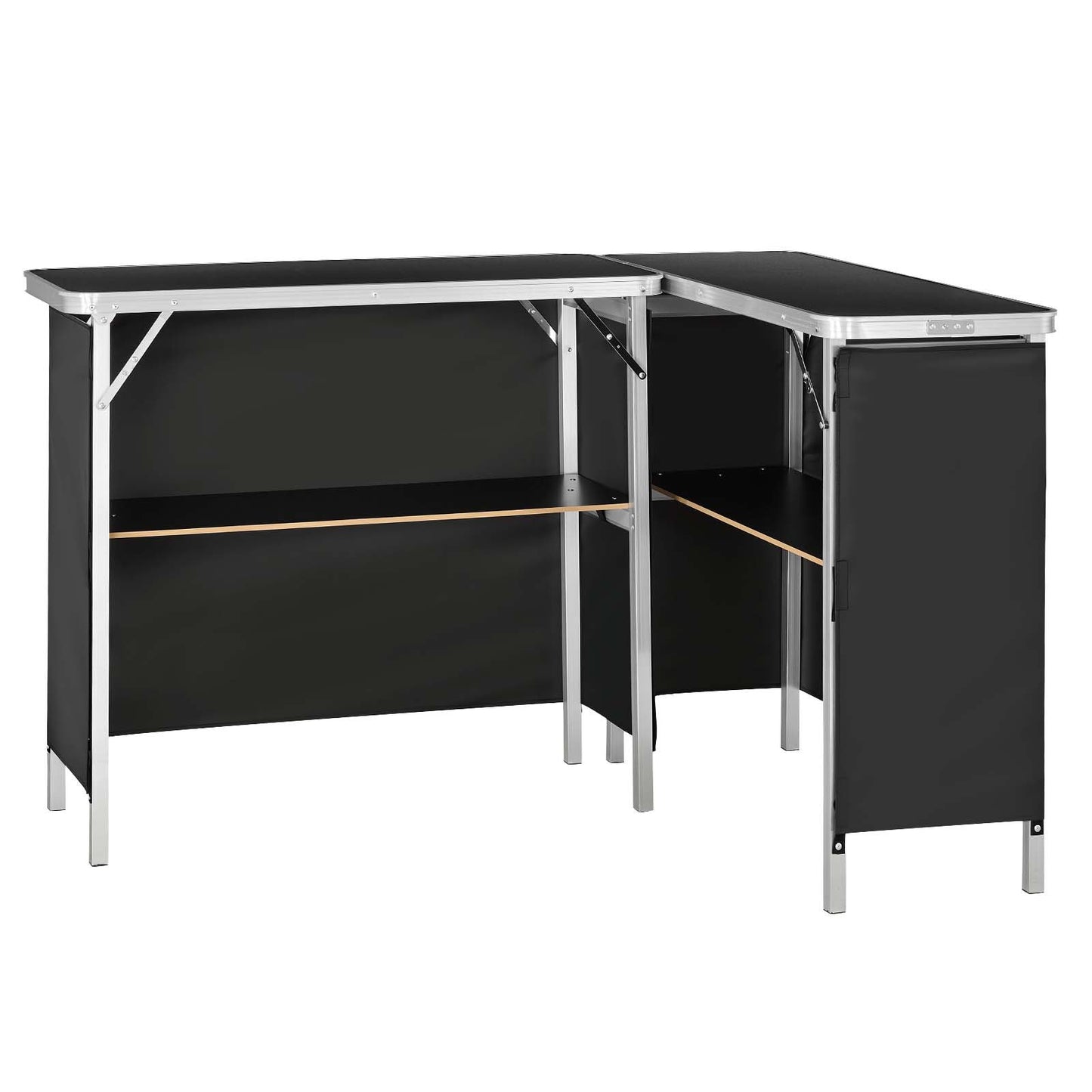 Folding Portable Bar Table, 2 pcs, 980 x 385 x 870 mm, with Carry Bag, Storage Shelf, Detachable Skirt, Quick and Easy Setup, Foldable Mobile Bartending Station for Events, Party, Tradeshow