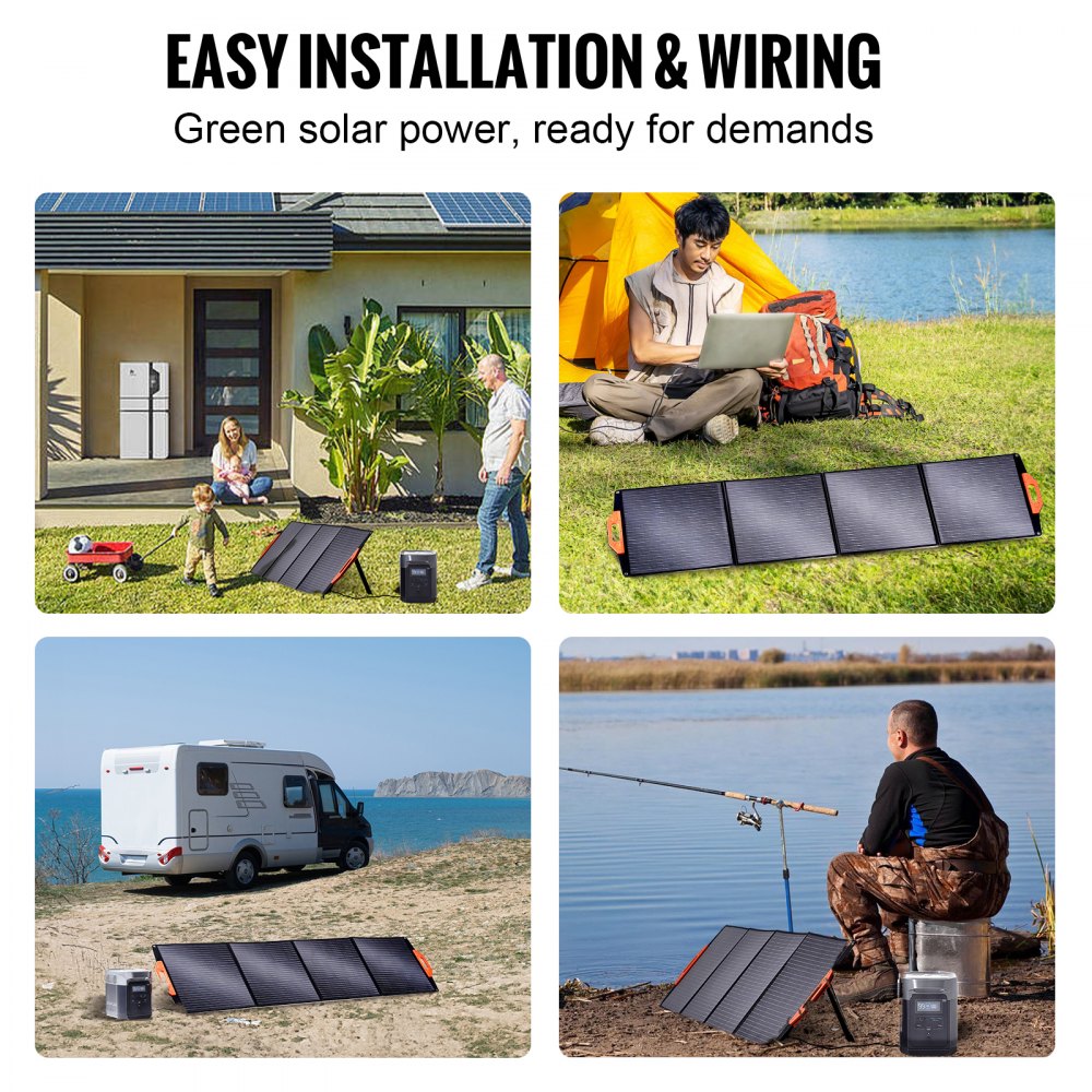VEVOR Portable Monocrystalline Solar Panel 200W Foldable ETFE Solar Charger kit