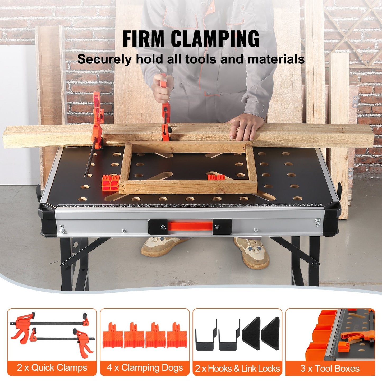 Folding Work Table: 2-in-1 Sawhorse & Workbench, 454 kg Load, Portable Design