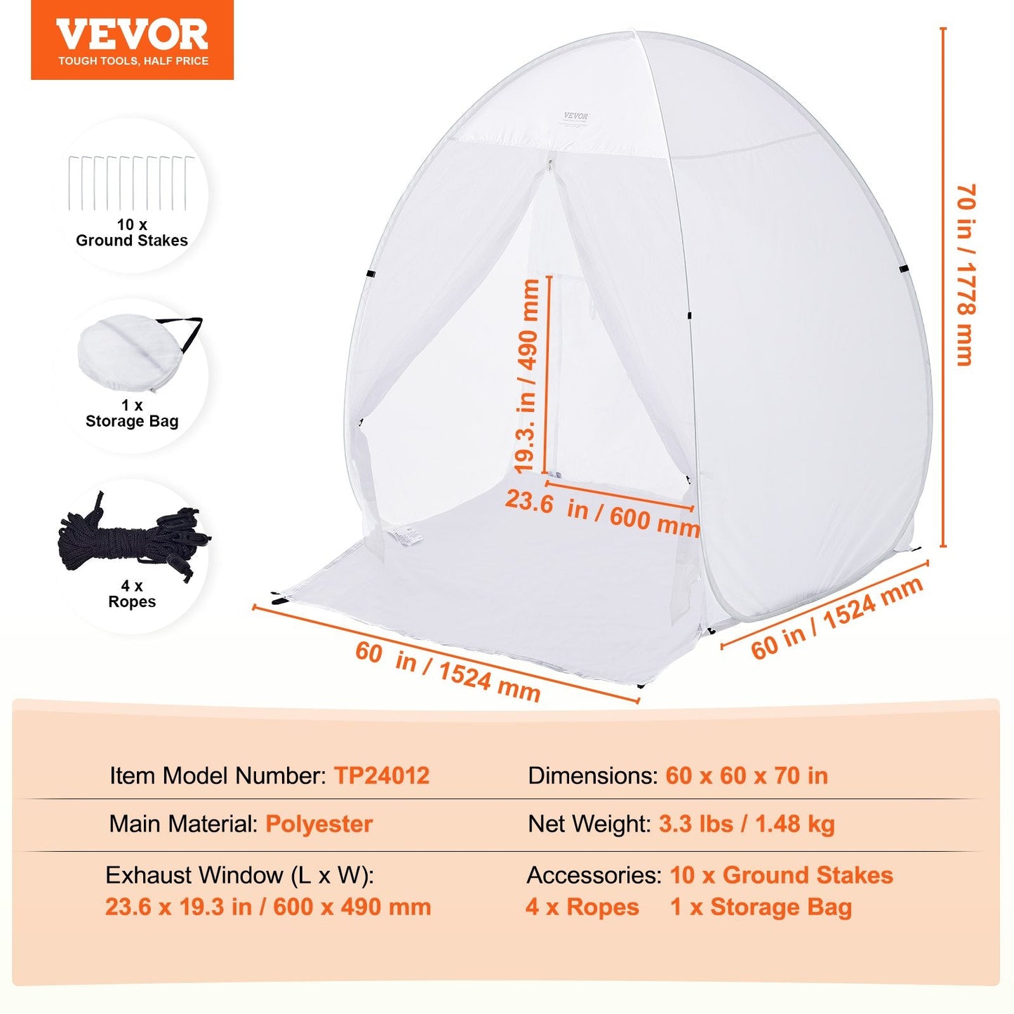 Portable Pop-Up Spray Paint Tent Booth, 1.5m x 1.5m x 1.8m, Wind-Resistant Design