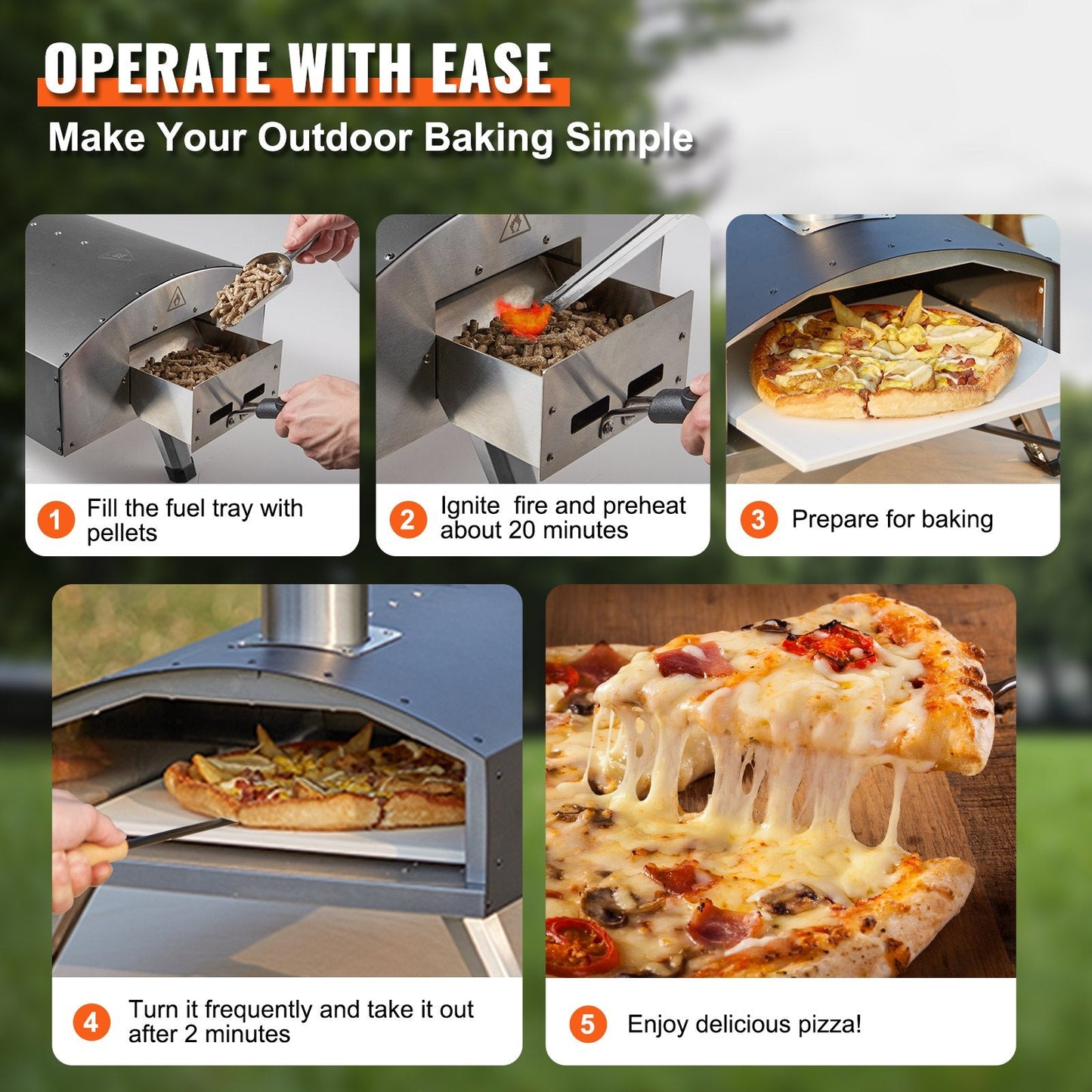 Portable Outdoor Pizza Oven, Wood and Charcoal-Fired, with Accessories