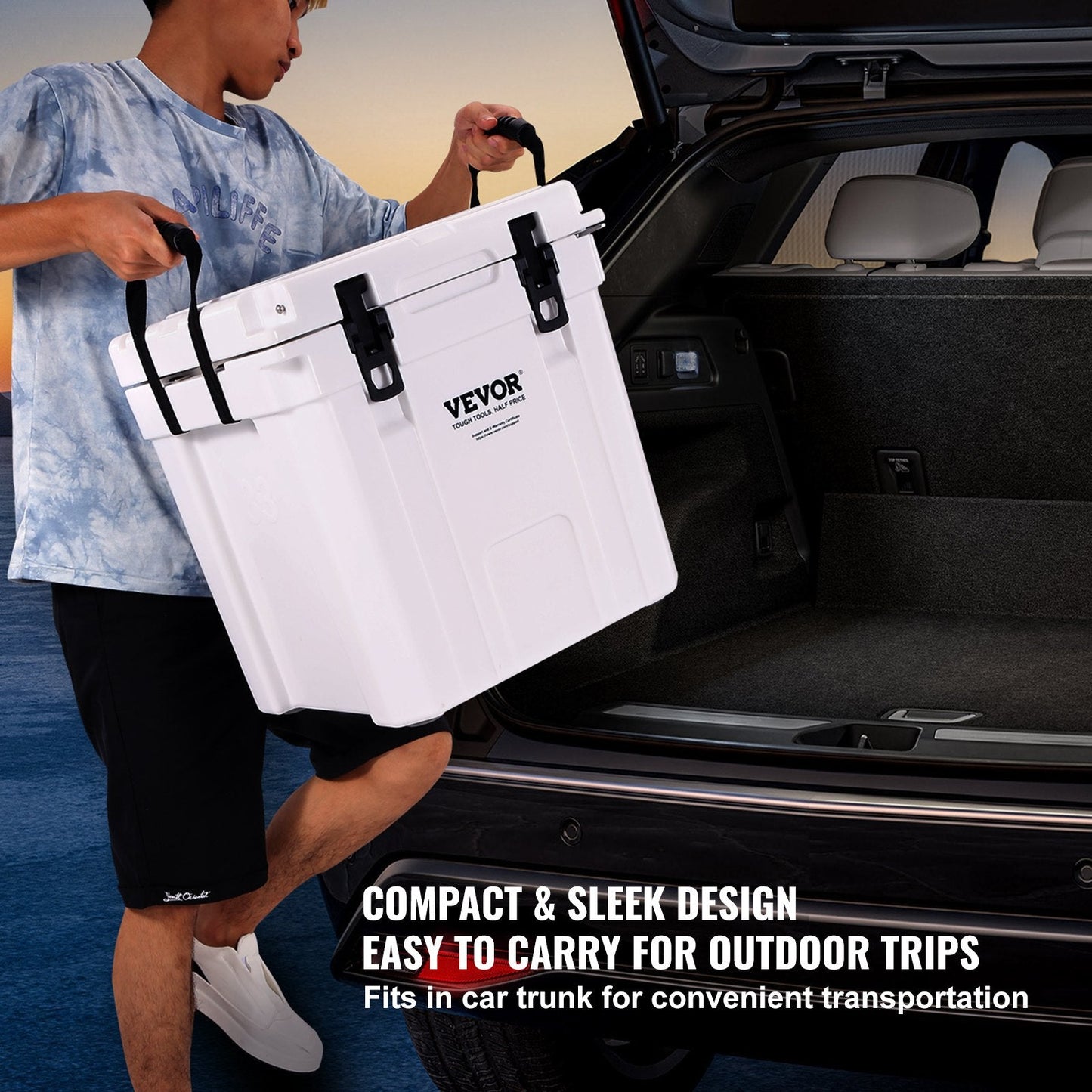 Insulated 31L Portable Cooler, Holds 35 Cans, 8kg, Ice Retention for 6 Days