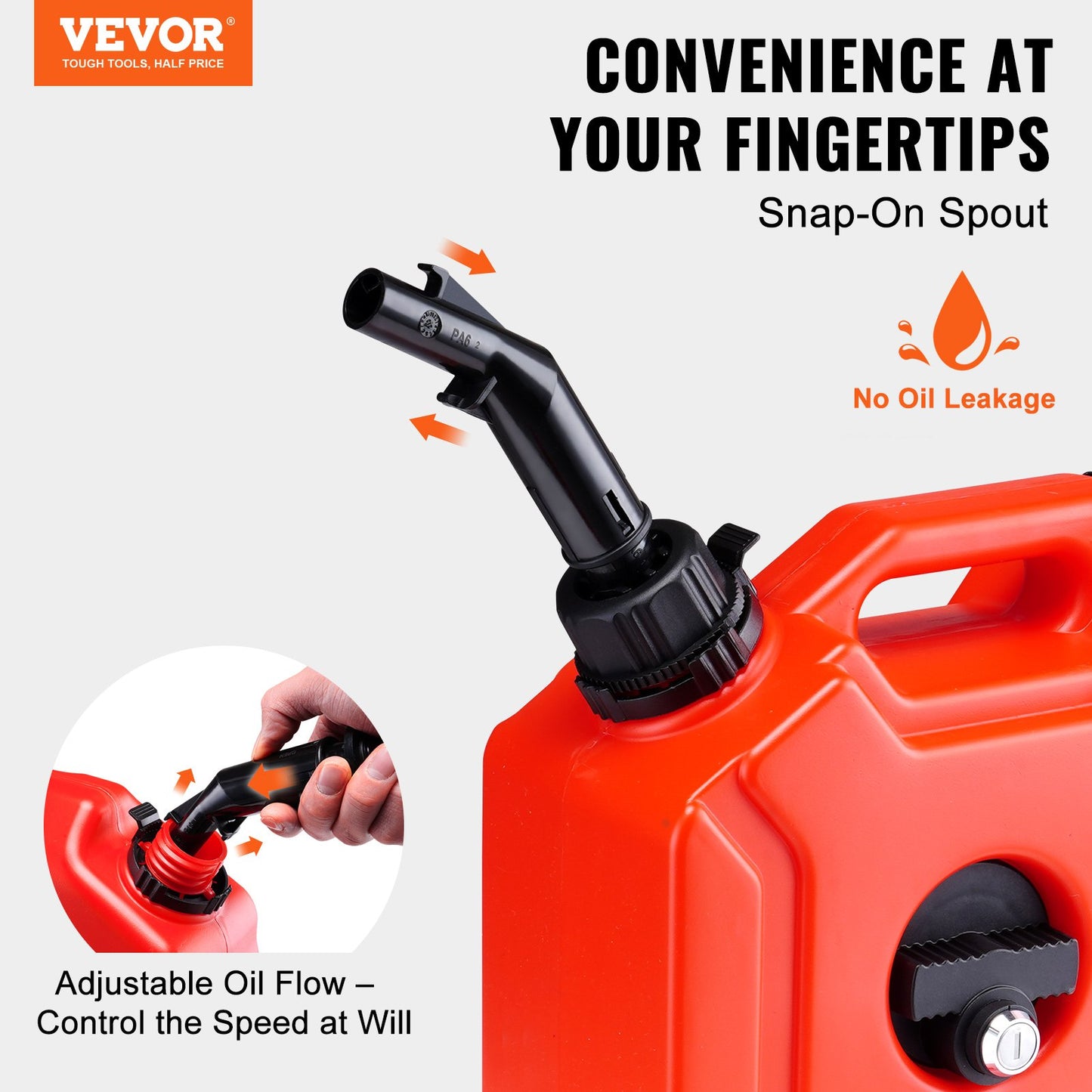 VEVOR Water Can, 1.3 Gallon/5L, Water Tank with Spout and Lockable Bracket, Storage