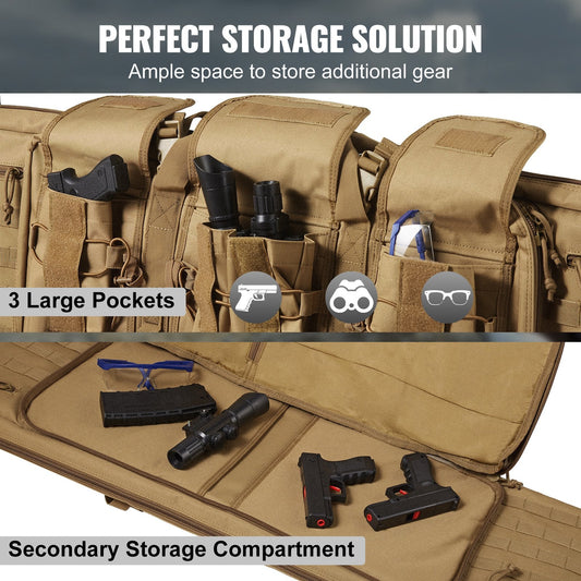 Tactical Double Gun Bag for 2 Rifles & 2 Pistols, 0.91m, Waterproof, Brown