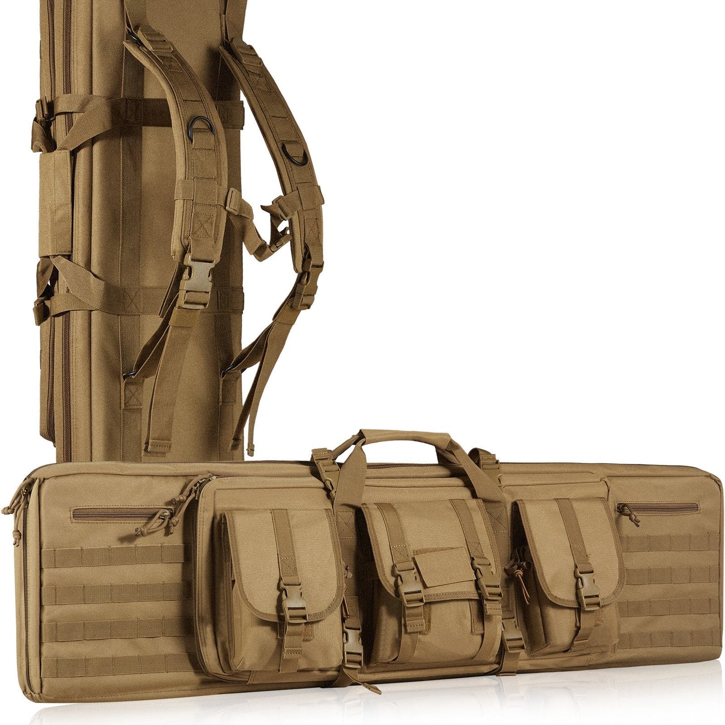 Tactical Double Gun Bag for 2 Rifles & 2 Pistols, 0.91m, Waterproof, Brown