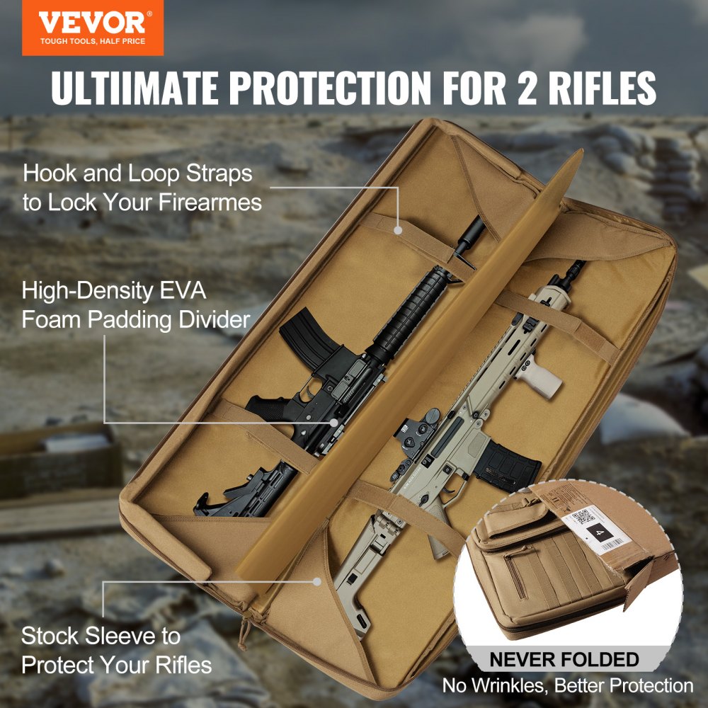 VEVOR Rifle Bag 42 inch Tactical Double Long Gun Bag for 2 Rifles & 2 Pistols