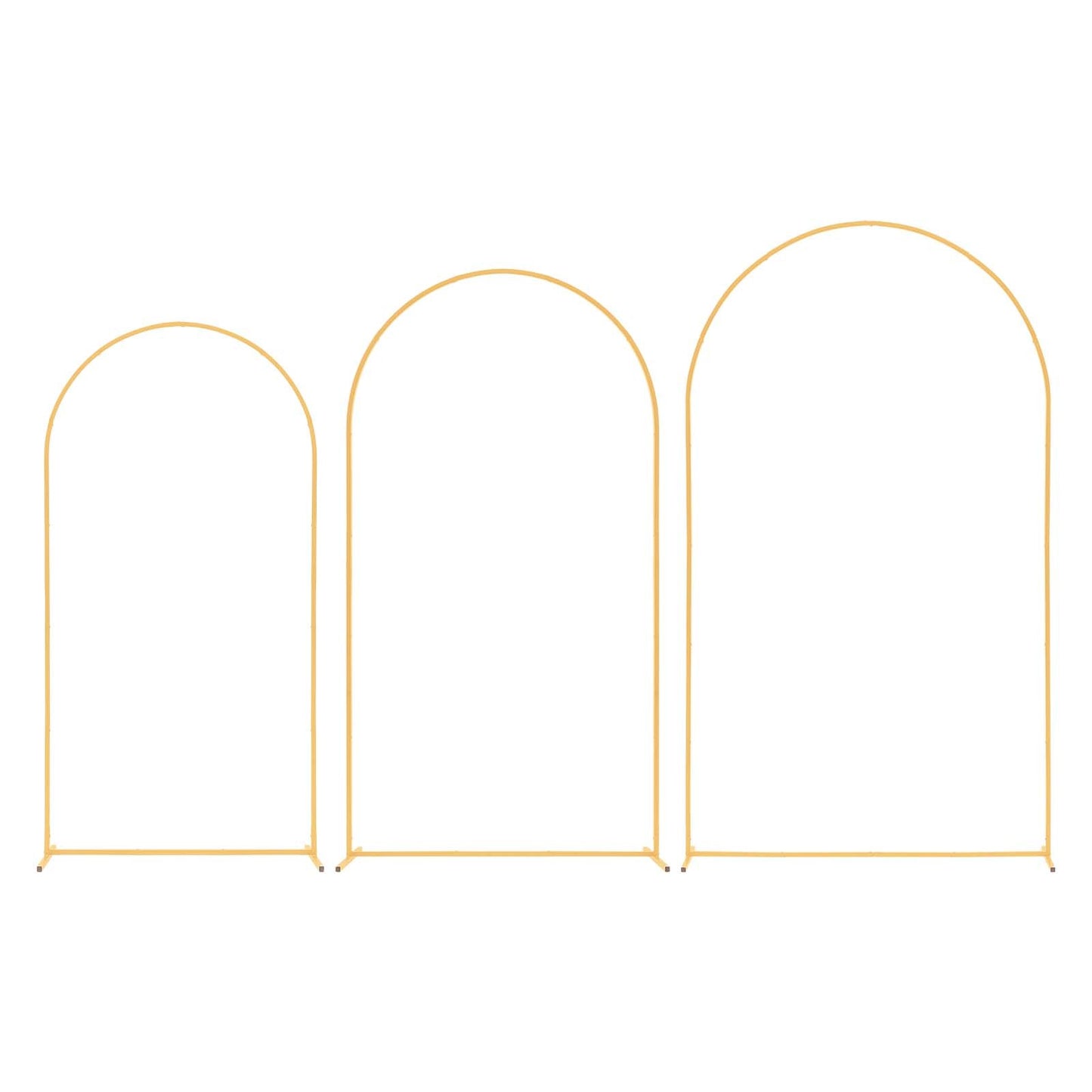 Arch Backdrop Stand, Set of 3, 2.4/2.2/2 m, Stable Structure, Easy Assembly, Gold Metal Arch Backdrop Stand for Wedding, Birthday Party, Graduation, Holiday Celebration, and Ceremony Decoration